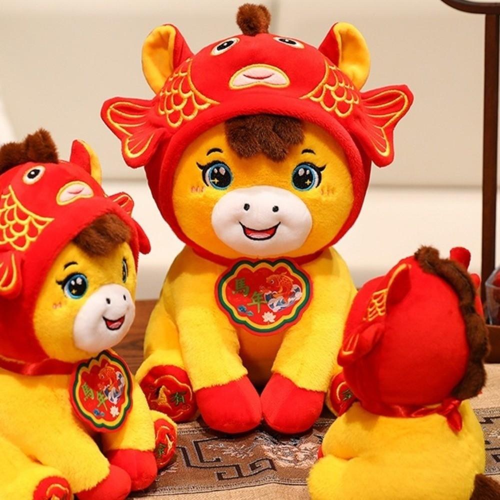 Cartoon Pony Stuffed Toys Soft Zodiac Pony Doll Cute Horse Mascot Spring Festival Gifts