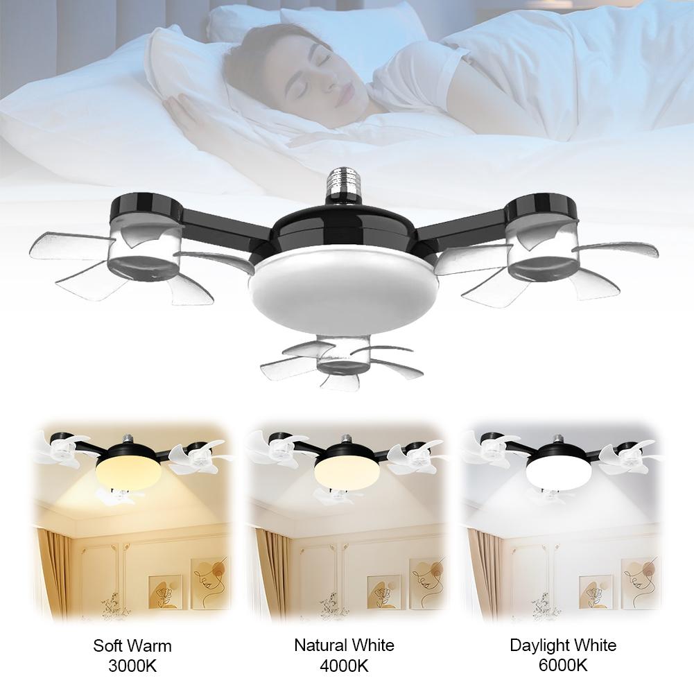 Electric Ceiling Fan Drone Fan E26/E27 Silent Wireless Electric Fan with Light Remote Control Universal Dimming for Home