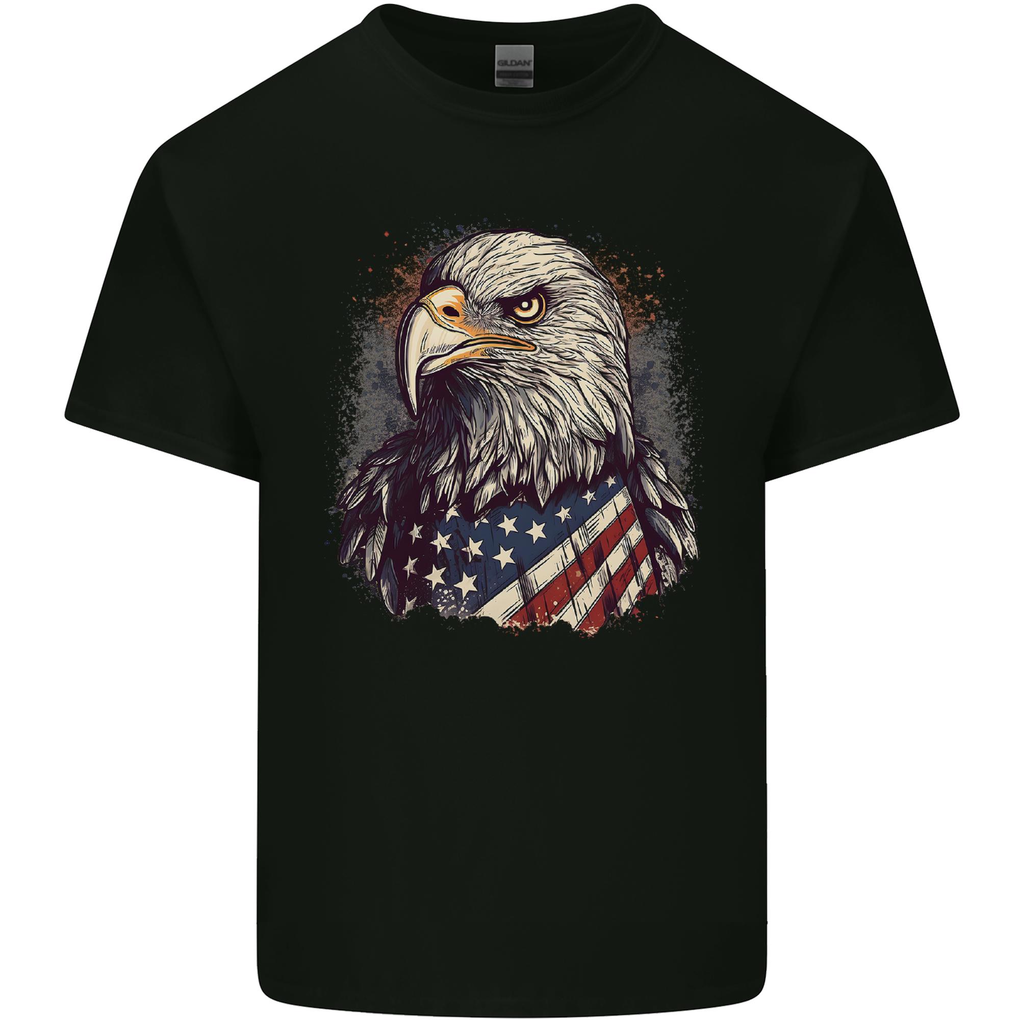 Eagle With USA Flag July 4th Unisexs Light Cotton TShirt S