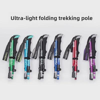 Bastón de Trekking de Aluminio Plegable Ultraligero: Bastón Telescópico para Senderismo y Caminata