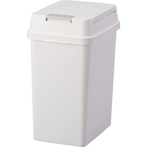 Asvel Kitchen Trash Can with Lid, 20L, Airtight, Push-Button, for Food Waste, Diapers, and Pet Sheets, White, Made In Japan
