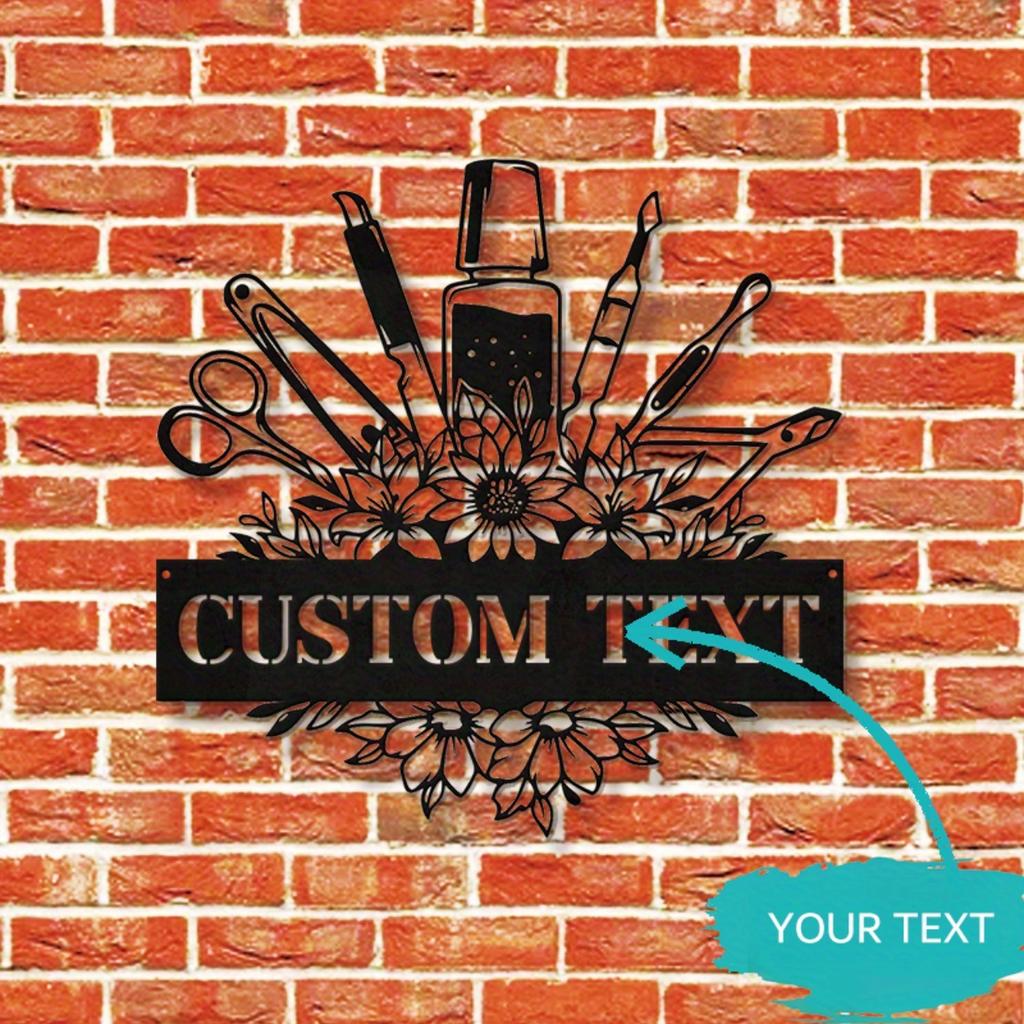 Personalized Floral Metal Sign Nail Artist Name Salon Wall Decor