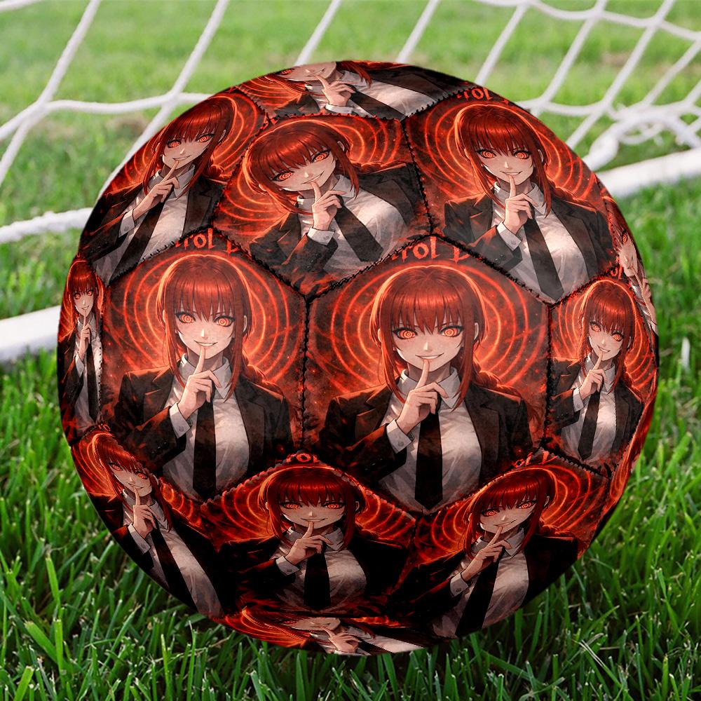 Makima Chainsaw Man Print Size 5 Soccer Ball, Standard Match Football for Sports Game and Team Practice, Ideal Gift for Soccer Fans