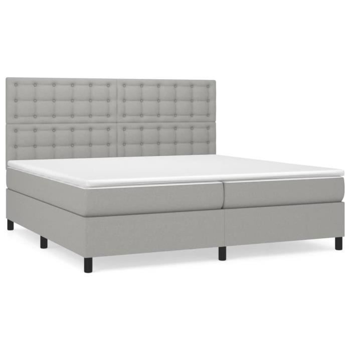 3142121 vidaXL Divan Bed with Mattress Light Grey 200x200cm Fabric