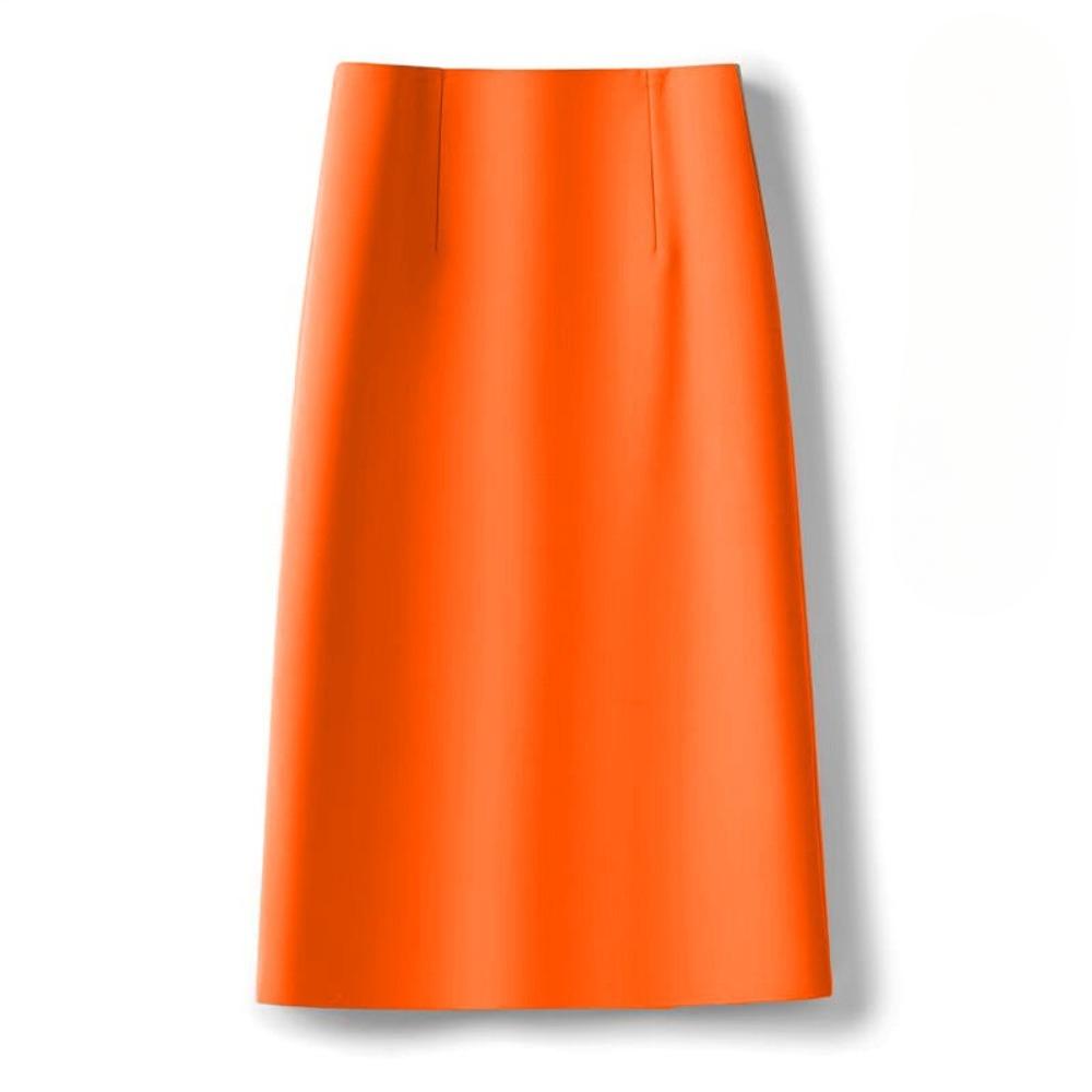 Women's High Waist A-Line Midi Skirt Non-Stretch Commuter Suit Skirt With Back Slit