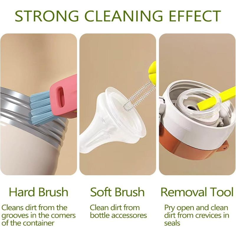 3 in 1 Niedliches Tassen-Deckel-Reinigungsbürsten-Set Mini Tassenflaschen-Reinigungsbürste Küchenwaschwerkzeug Mini-Reiniger für Reisen und Zuhause