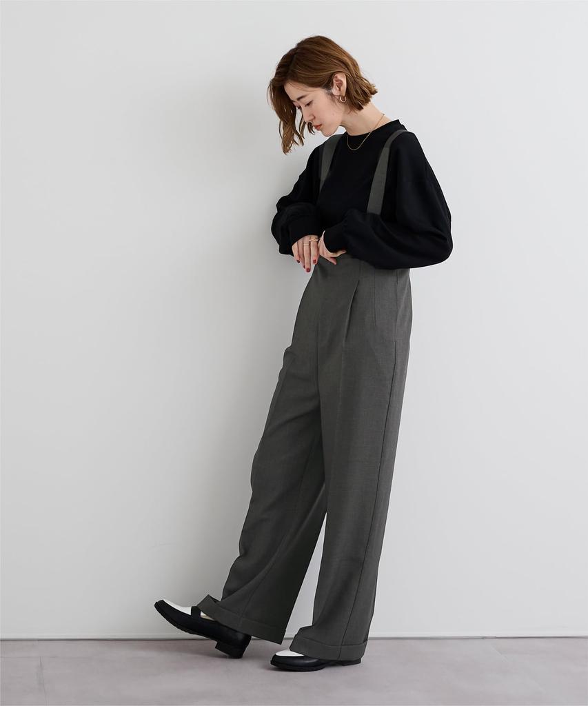 Yours BEXN1945 Women's Center Press Double Overalls, Size M, Charcoal