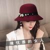 New hat women's fashion British woolen cornice hat woolen hat spring and autumn basin hat bucket hat retro top hat