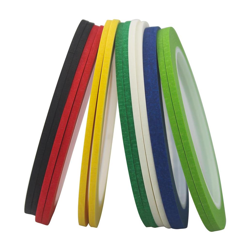 Colored Paper Masking Tape for DIY Nail and Pattern Draping Tape 14 Painting, Drawing, Art, Making, (3mm, Rolls)