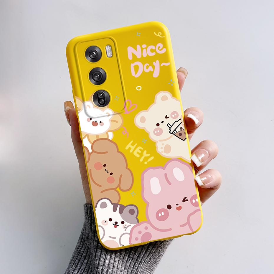 For OPPO Reno 12 Pro Case Cute Bear Cartoon Frog Back Cover Matte Silicone Soft Phone Case For OPPO Reno 12 Reno12 Pro 5G Fundas
