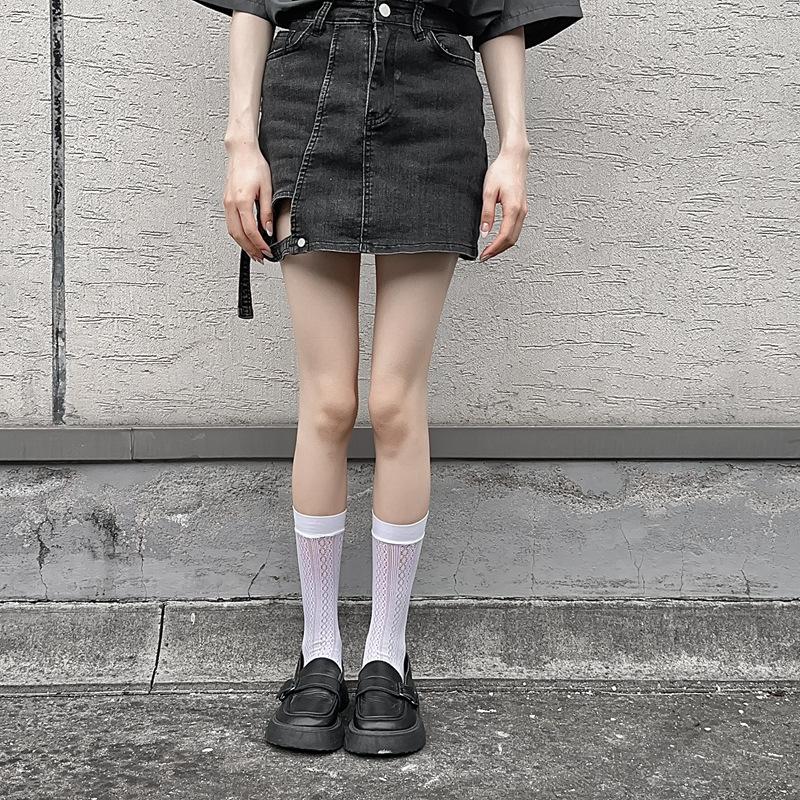 Lolita Stockings Children'S Hollow Mesh Medium Tube Stacking Socks Summer Thin Sweet Girl Calf Socks