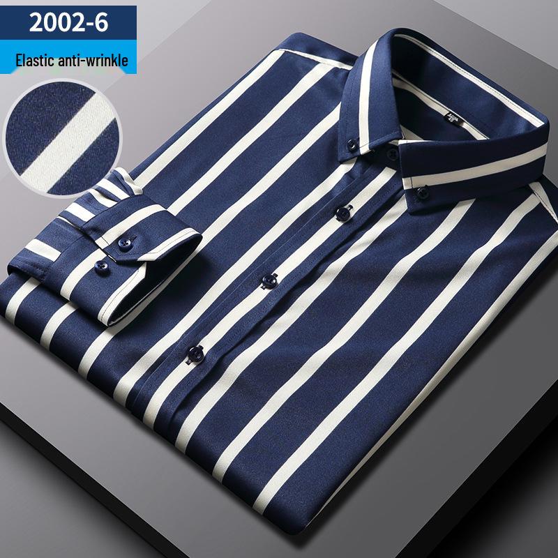 Herrskjorta i stretch för affärsbruk: Lång- eller kortärmad randig, Vår/Sommar-kollektion