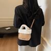 Portable plush bag women's 2025 new fashion suede bucket bag simple shoulder messenger bag