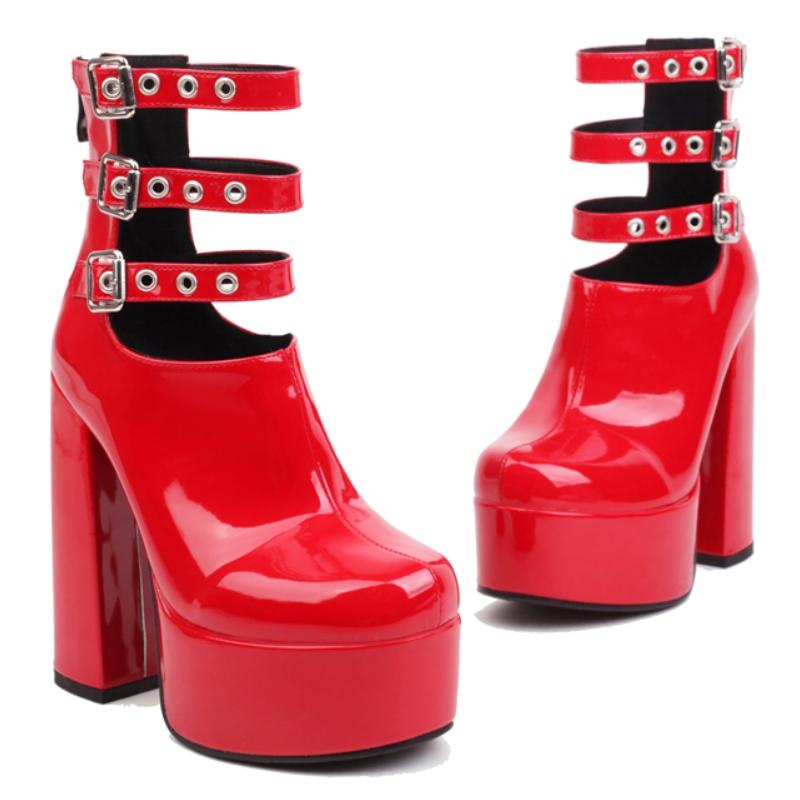 Sexy Platform Ankle Boots for Women Luxury Black Red White Short Boot High Heel Party Dance Shoes Lady Big Size 45 2025 Spring