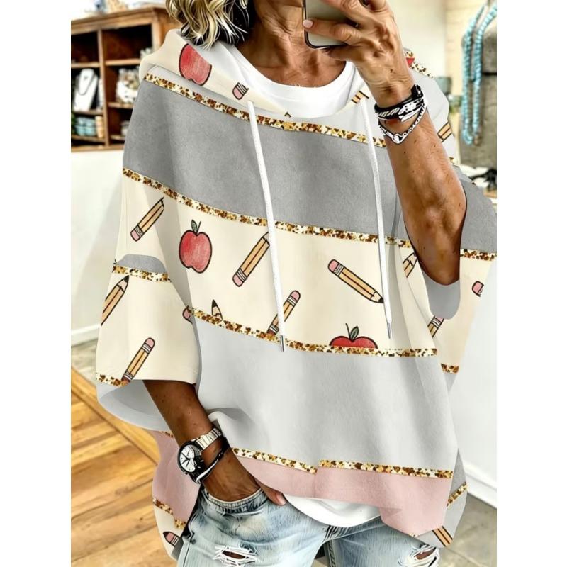 Damen Kapuzenpullover in Übergröße, Elegantes Bequemes Einfaches Muster Print, Modisch und Vielseitig