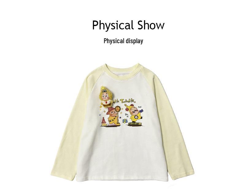 Girls' Cute Cartoon Long-Sleeve T-Shirt - Kids' Stylish Spring Hoodie Base Layer 2026