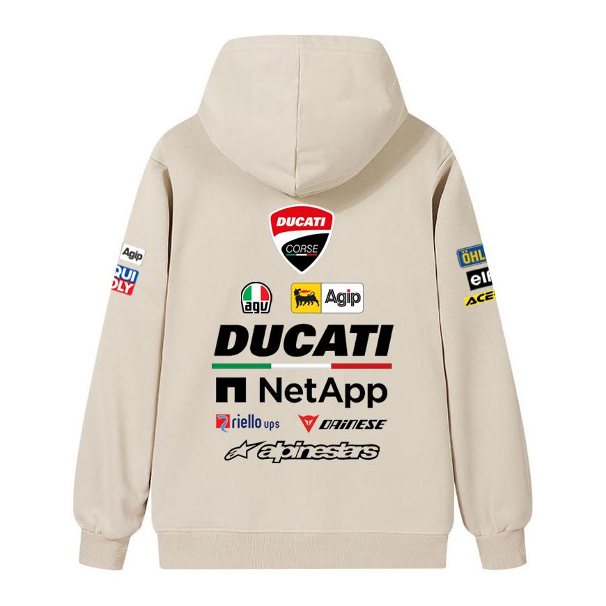 Ducati Felpa Corse MotoGP Racing, Unisex Oversize Streetwear Pullover con Stampa Completa Logo Sponsor