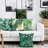 Groen Tropisch Plantenpatroon Kussenhoes Met Korte Pluche Print Woonkamer Bank Decoratie Kussenhoes Kussenhoezen
