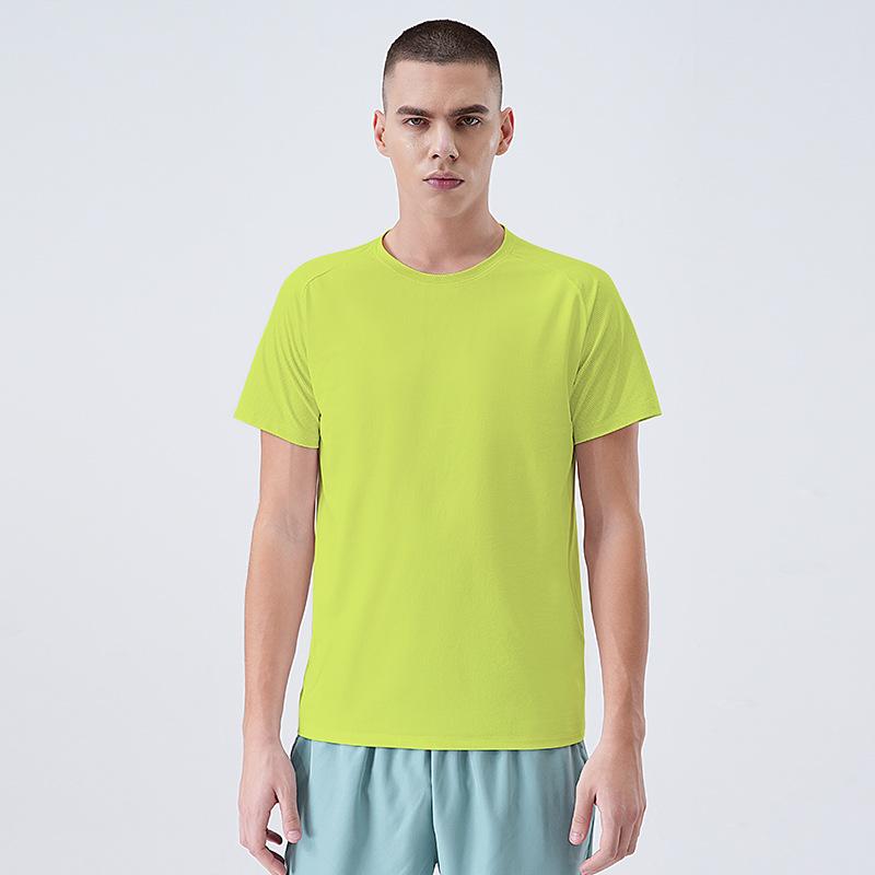 Quick-dry T-shirt for Men, Summer Crew Neck, Solid Colour, Sports-inspired Urban Casual Running Top, Breathable Outdoor Hiking Short-sleeved Shirt
