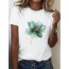 European Sizes Women's Short Sleeve T-Shirt - Blouse-Compatible Print Round Neck Opaque Top | Non- Casual Summer Blouse Style Shirt Suitable