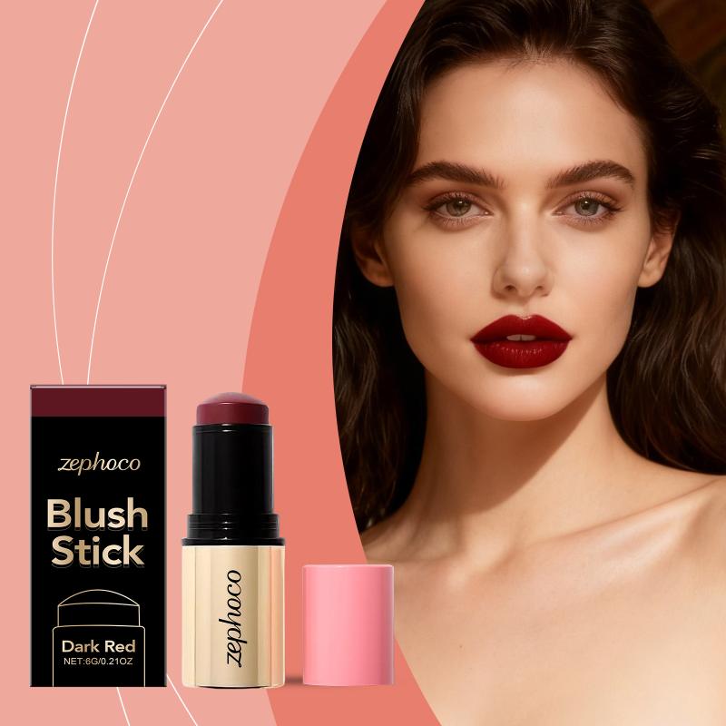 

Dark Red Moisturizing Blush Stick Easily Suits Daily Commute Easy to Push Away Color Enhancing Face Makeup Cosmetics one size