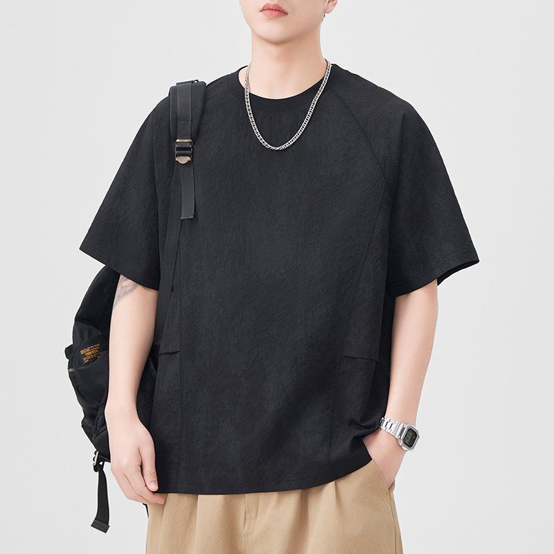 

Новый летний рабочий костюм футболка с коротким рукавом мужская свободная японская ретро футболка с рукавом пять четвертей 4XL