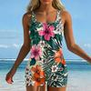 Women's Two Piece Tankini Swimsuit Set Floral Print Sporty Swimwear Top and Bottoms Beachwear Summer Pool Outfit