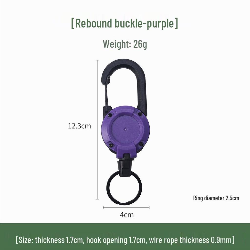 Outdoor Camping Tactical Easy-Pull Telescopic Keychain with Multi-Function Rebound Anti-Lost Wire Rope.
