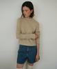Anout Fur Half Neck T-Shirt Beige