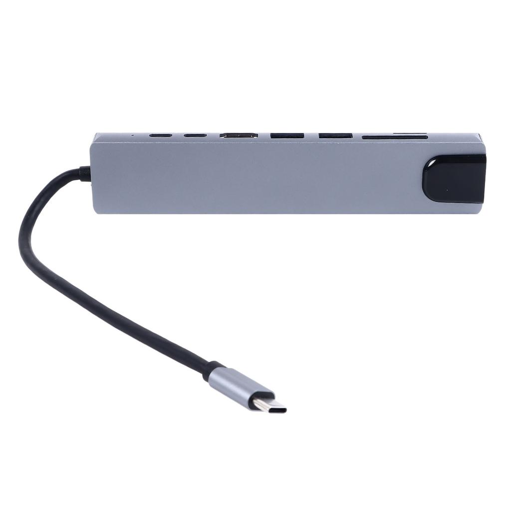 Type C Hub 8 Ports High Speed 4K UHD RJ45 Port Zinc Alloy Plug and Play Type C Docking Station for PC Laptop Phone