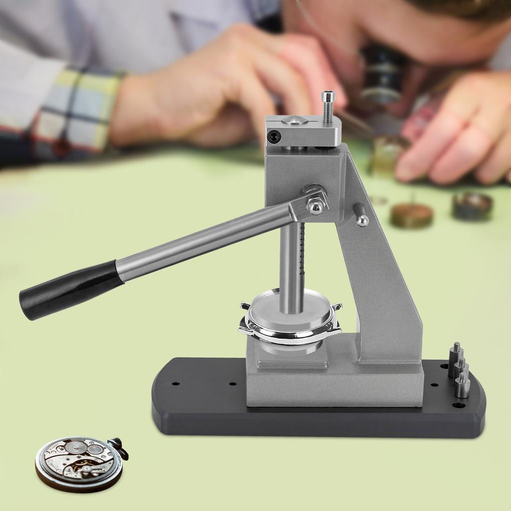 Watch Press Machine, Watch Repair Kit Metal Back Case Press Tool with 25 Aluminum Alloy Dies, Back Closer Kit Remover Tool