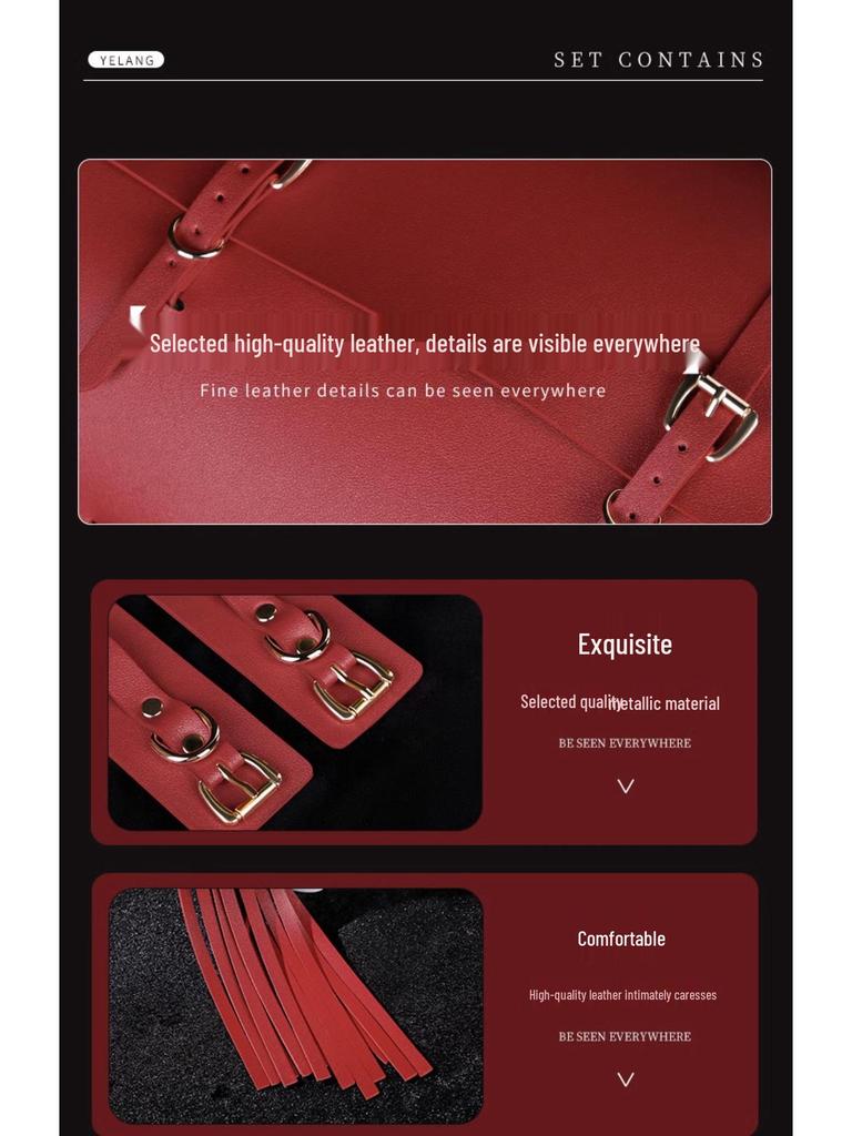 Intimate 10-Piece BDSM Set: Ball Gag, Whip, Handcuffs, Foot Cuffs, and Eye Mask