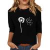 Women's Fashionable Casual Three Quarter Sleeve  Printed Collar Pullover Top