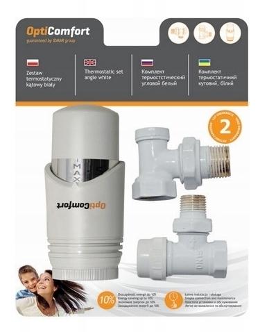 Angled thermostatic radiator set, white