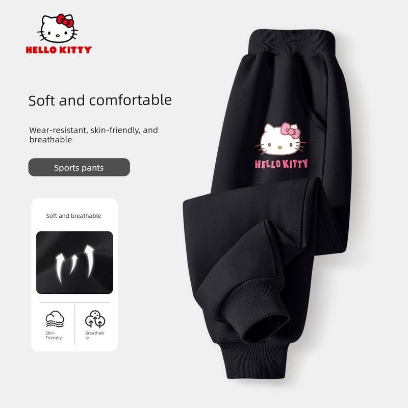Hello Kitty Girls' Pants Spring and Autumn Thin Purple Stylish Casual Pants Children's Spring Sports Sweatpants Trendy