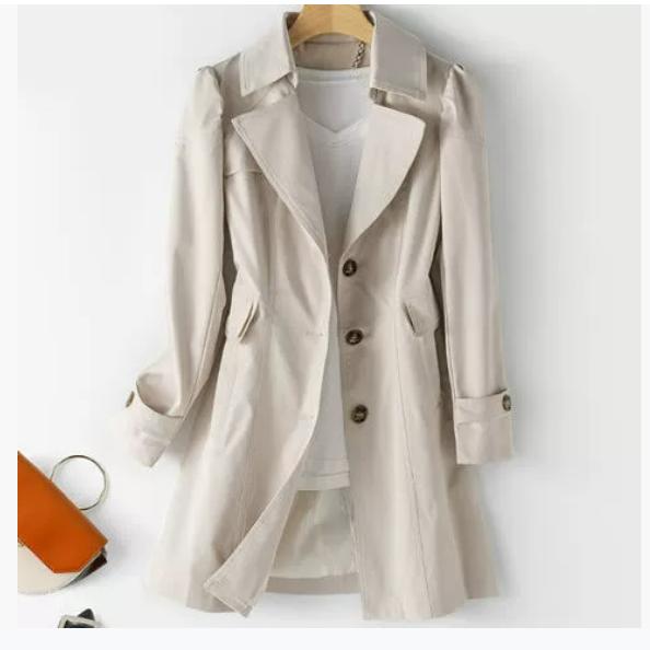 Windbreaker Women's Mid-length Slim-fit Jacket Spring and Autumn Plus Size All-match Top Women
