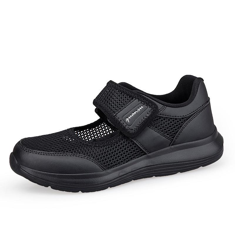 

Летние полые сетчатые туфли для пожилых матерей, старые ******* тканевые туфли на дерьмовой подошве, удобные туфли на плоской подошве для женщин 42 чёрный