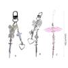 Delicate Phone Charm Keychain Bag Dangler Cute Bowknot Heart Phone Dangler Decoration for Fashionable Individuals