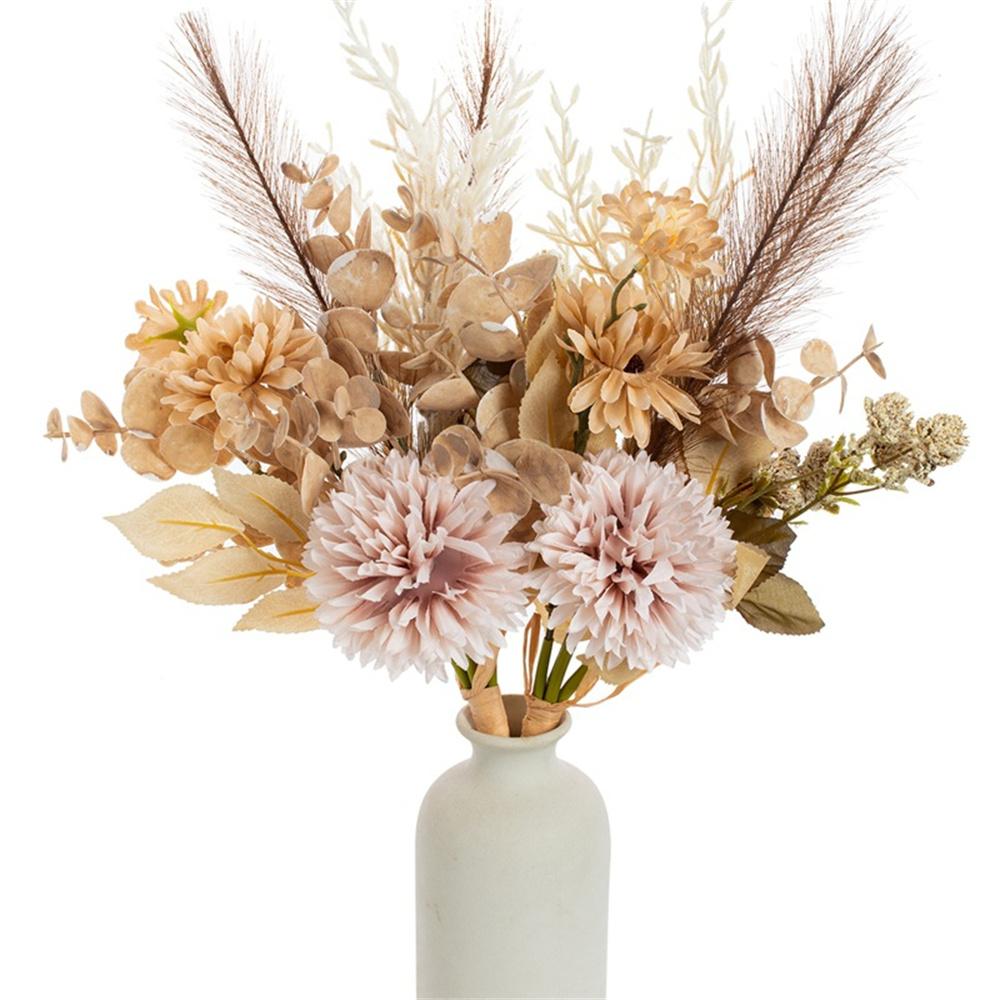 Silk Chrysanthemum Bouquet Silk Artificial Floral Arrangement Artificial Flowers Vibrant Reed Decorative Flowers For Home Diy