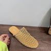 Niche fishnet woven hollow sandals women's summer new fisherman flat bottom round head bag head half slippers