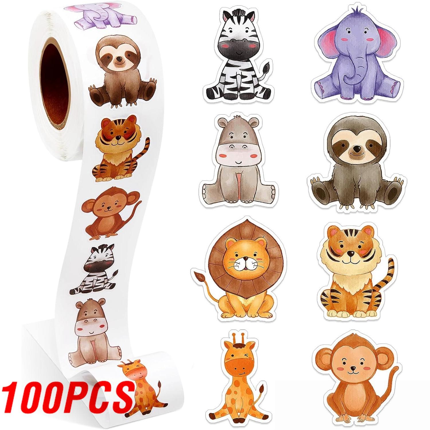 

100-500pcs Animals Cartoon Reward Label Sealing Thank You Sticker Stationery DIY Decoration Scrapbooking School Supplies