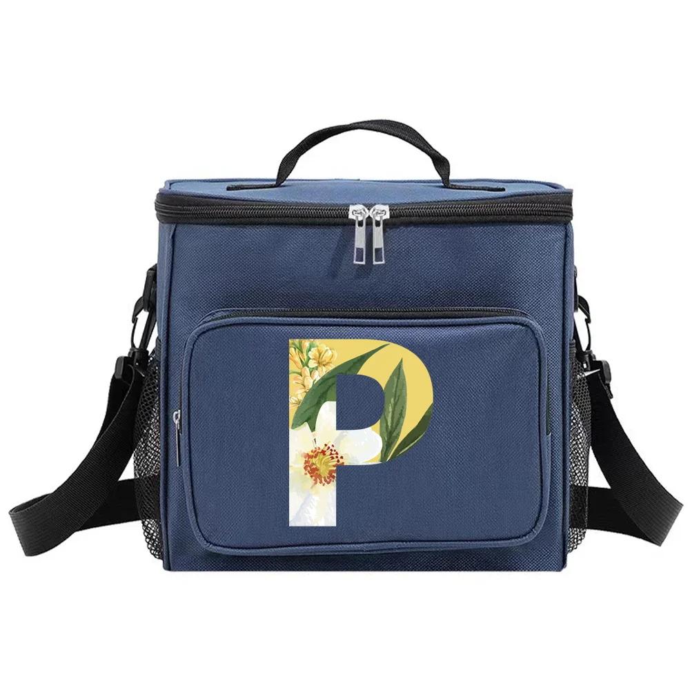 Lunch Bag Thermal Organizer Handbag Insulated Bags Cooler Box Camping Shoulder Storage Lunchbag for Men and Women Floral Series