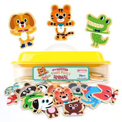 Magnetic Nara Novo quebra-cabeça magnético engraçado animal, 1 conjunto, 28 paz, melhor quebra-cabeça infantil da Coreia