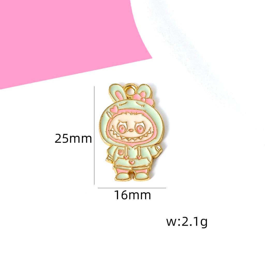 Cartoon Labubu Alloy Pendant: DIY Keychain, Necklace, Mobile Charm