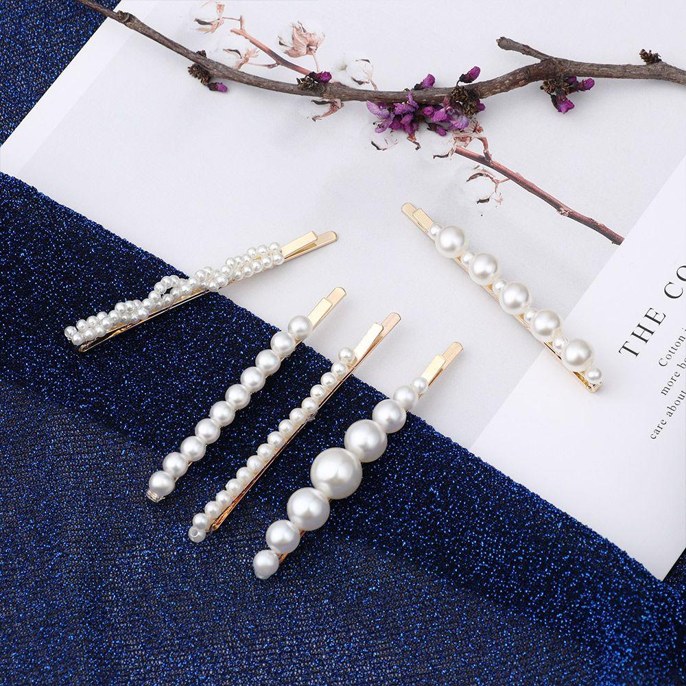 Jewelry Metal Fashion Pearl Flower Hairpins Crystal  Hair Clip Vintage Barrettes Headdress Jewelry