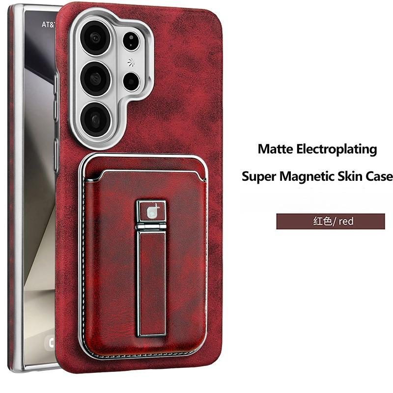 Magnetische Draadloze Oplaadbare Telefoonhoes voor Samsung Galaxy S26 Ultra S25 Plus S24 S23 Afneembare Lederen Kaarthouder Portemonneehoes