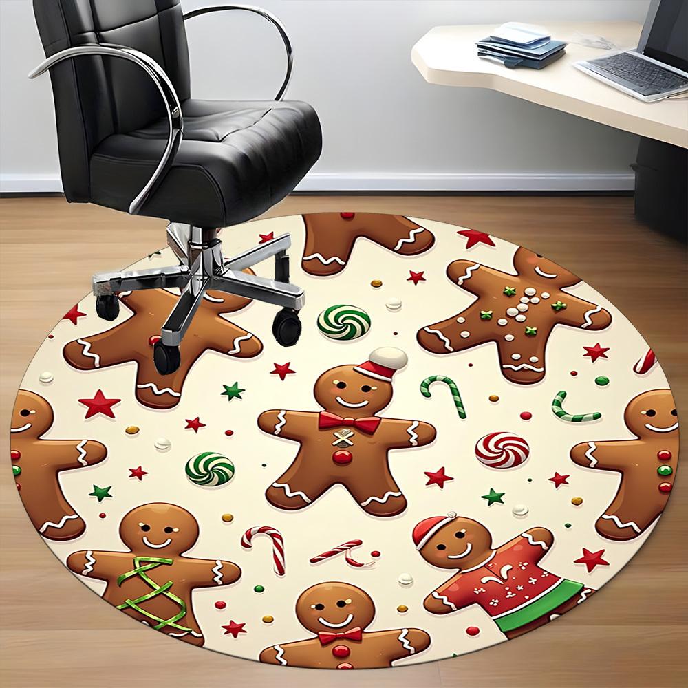 1pc Gingerbread Man Cookies Chair Carpet for Office, Non-slip, Soft and Durable Office Rug, Perfect for Office yy251227118