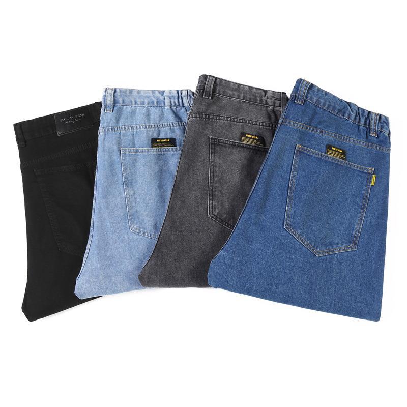 Washed Distressed Split Design Curved Knife Jeans for Men In Autumn and Winter, High Street Retro Loose Straight Leg Casual Pants