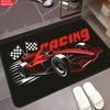 VIKAMA F1 Auto da Corsa Formula Zerbino Auto da Corsa Rossa Bandiera a Scacchi Stampa Lettere RACING Tappetino Assorbente Antiscivolo Man Cave Garage