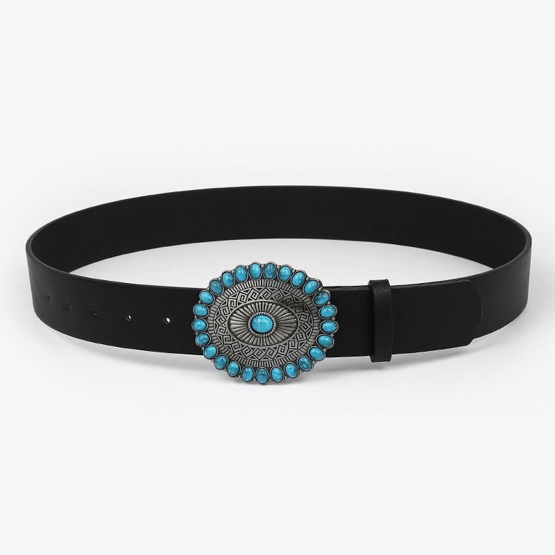 12 Vintage Court Gem Inlaid Women'S Wide Belt Decorative Clothing Antique Women'S Belt